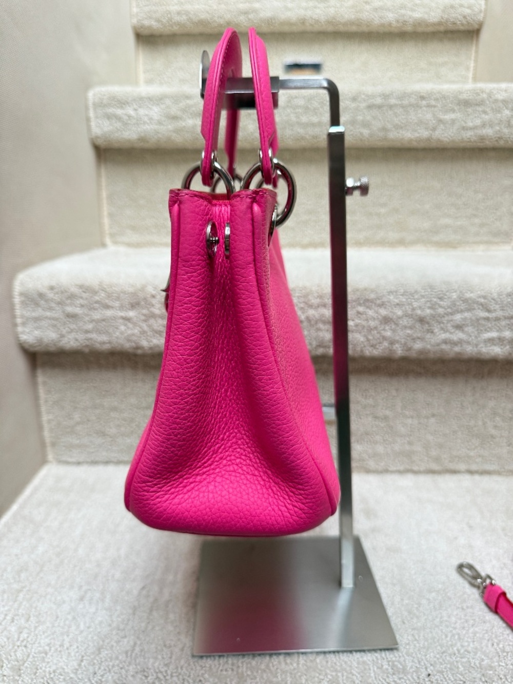 Christian Dior Calfskin Small Diorissimo Tote Fuchsia - Picture 5 of 12